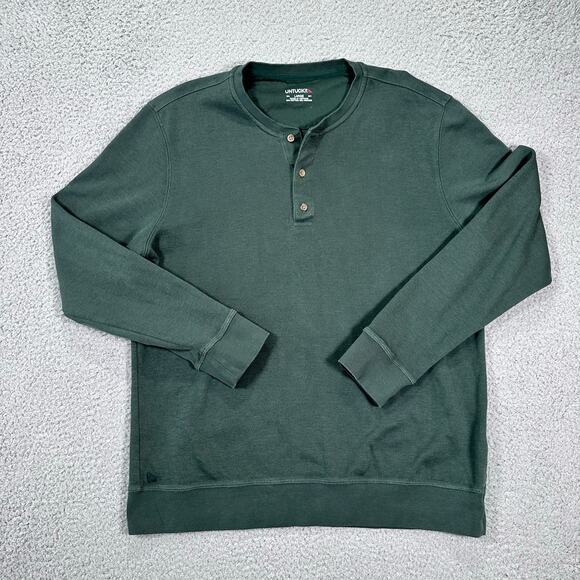 UNTUCKit Henley Sweatshirt Thick USA Men's Large Green Heavyweight Long Sleeves - Picture 7 of 16